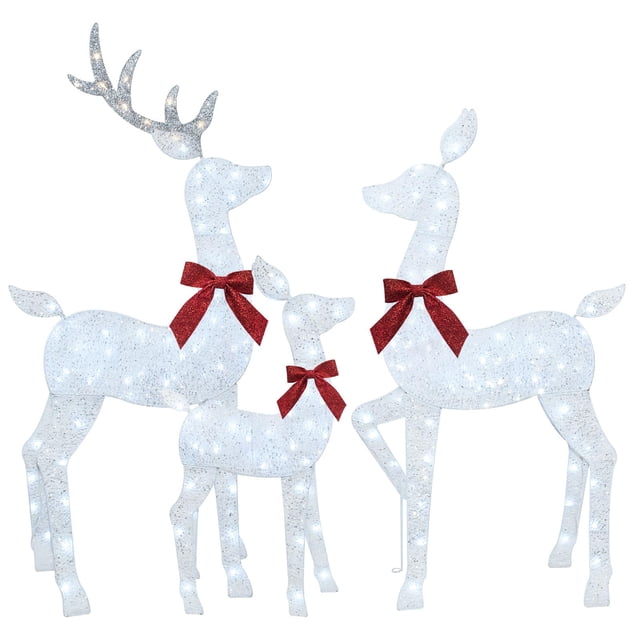 Decoraciones navideñas HOYECHI con forma de reno iluminado de 4 pies y 3 piezas