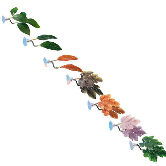 7 Pcs Fish Leaf Pad, Fish Tank Accessories Aquarium Dcor Simulating Adjustable Plastic Plants Betta Natural Habitat Playing Spawn Breed Rest Bed with Suction Cup Multi Leaf Design