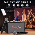 thumbnail image 4 of Máquina de karaoke retro con dos micrófonos inalámbricos, altavoz Bluetooth portátil para adultos y niños, sistema PA recargable para fiesta en casa, soporte AUX/USB/TF/OTG, regalos de decoración vint, 4 of 5