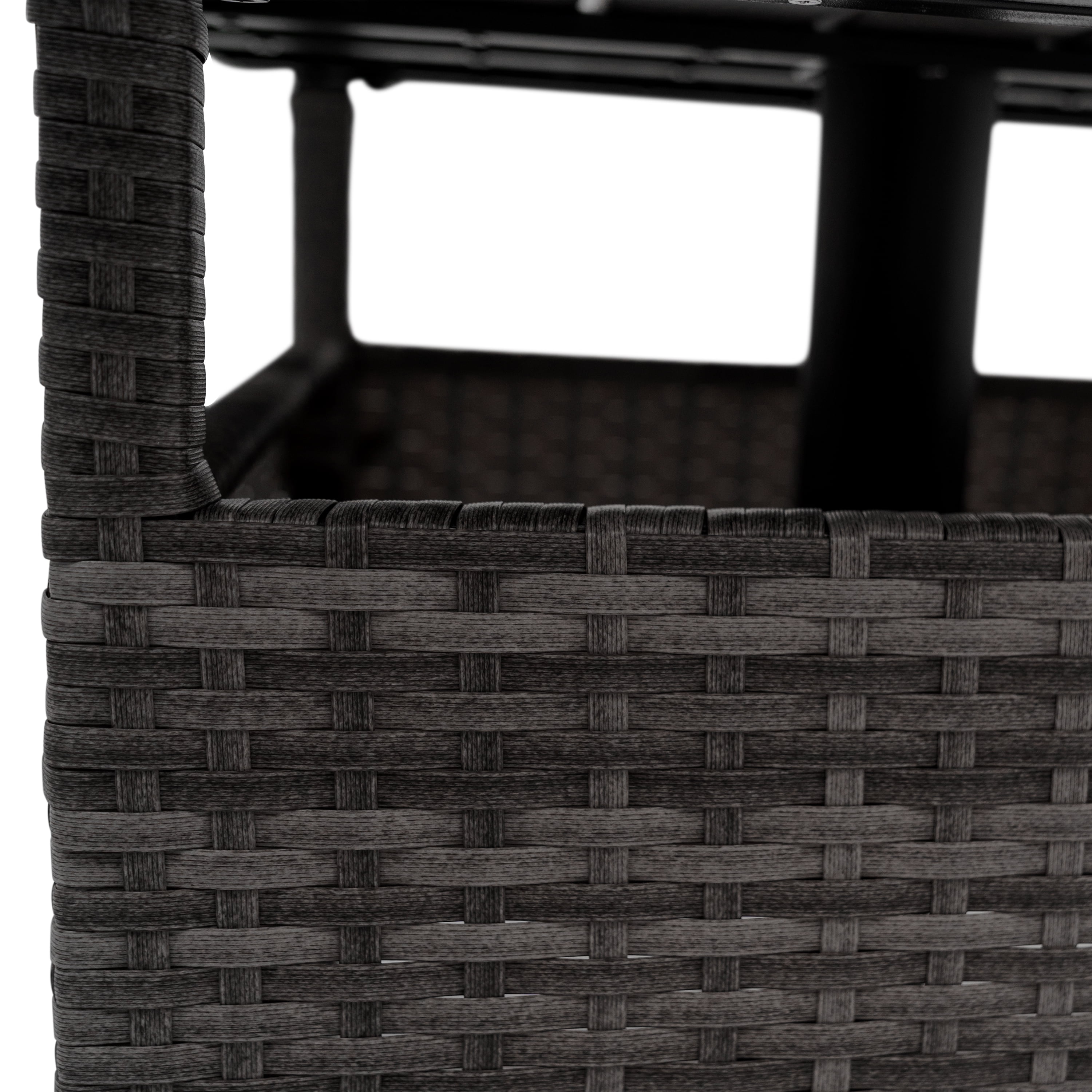 Outdoor Patio Side Table Umbrella Stand All-Weather PE Wicker Rattan Umbrella Table Furniture  for Garden Deck Pool Gray