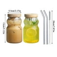 thumbnail image 2 of Vasos de vidrio de 12 oz con tapas y pajitas, vaso bohemio de vidrio con tapas y pajitas, vaso para café helado, vaso de vidrio con pajita y tapa, frasco con tapa y pajita para té con cepillos de, 2 of 8