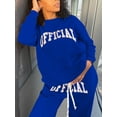 thumbnail image 5 of LovelyWholesale Long Sleeve Round Neck Letter Print Oversized Women's Tracksuit Set, 5 of 6