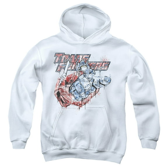 Transformer S/Spray Panels Youth Pullover Hoodie Sweatshirt White