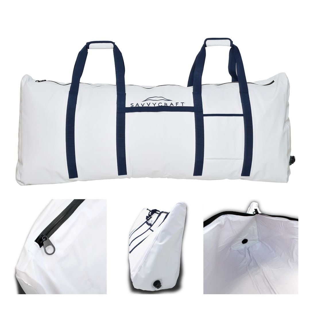 SavvyCraft Insulated Fish Cooler Bag, Waterproof Leakproof Soft Insulated Fish Kill Bag with Easy Grip Handles, Flat Bottom Style White 60"L x 12"W x 22"H