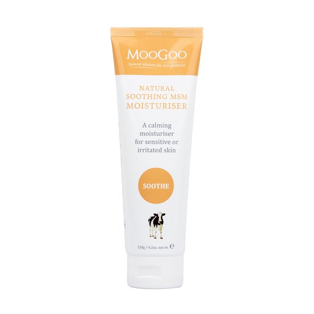 MooGoo Soothing MSM Moisturizer - Hidratante calmante para rostro y cuerpo para piel sensible irritada, enrojecida o quemada por el sol, incluyendo eczema, psoriasis y rosácea para todas las edades, i