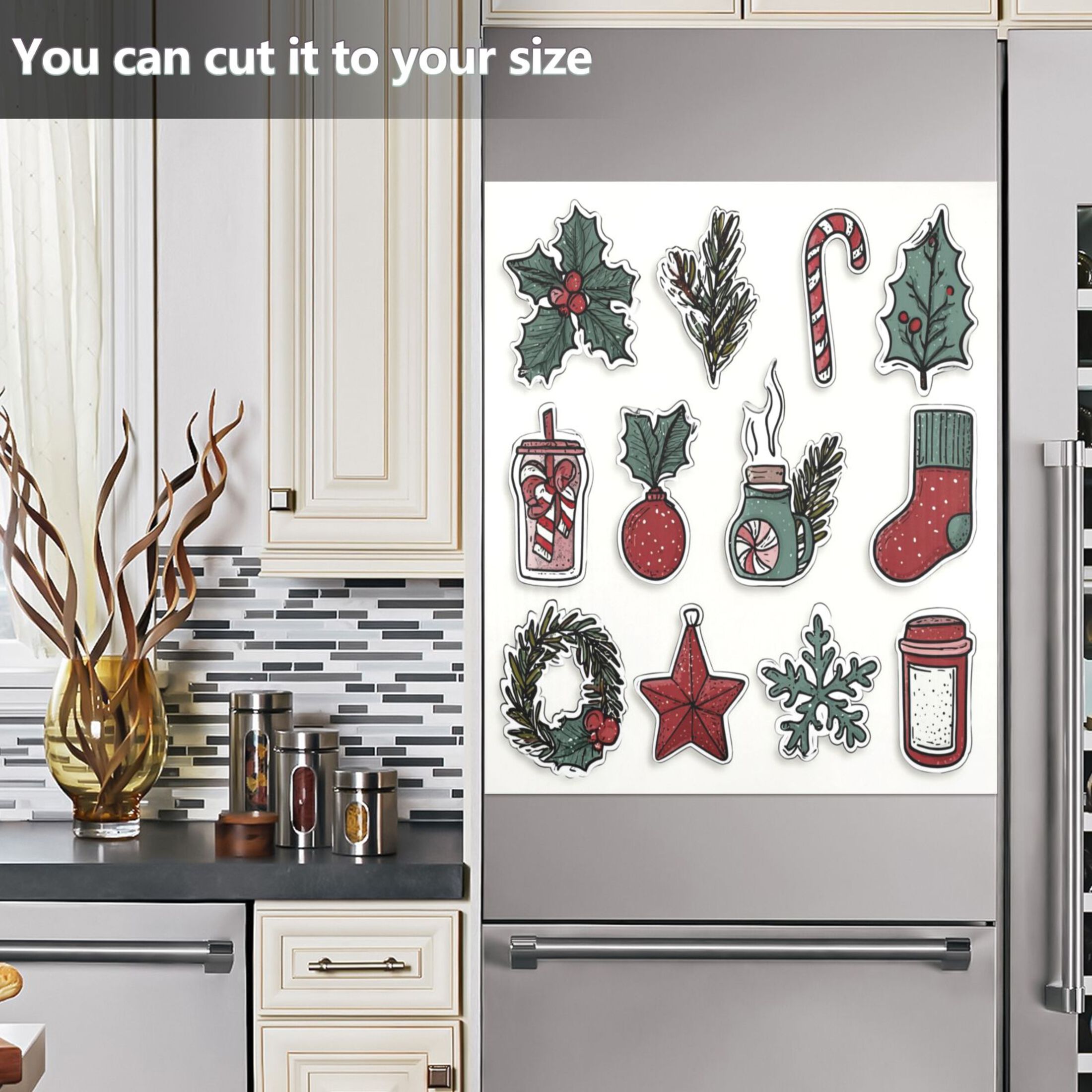 IAUYY Magnetic decorative sticker - 23x26 Inch PVC Refrigerator Decorative Cover, Removable DIY Art for Kitchen Appliances Gift Box