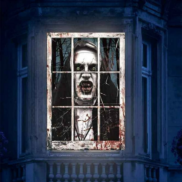 YOYOJOY Scary Halloween Window Silhouette - 31.5" X 47.2" Polyester Ghost Decoration For Indoor/Outdoor