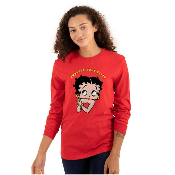 Betty Boop Cartoon Cute Motivational Women's Long Sleeve T Shirt Brisco Brands L