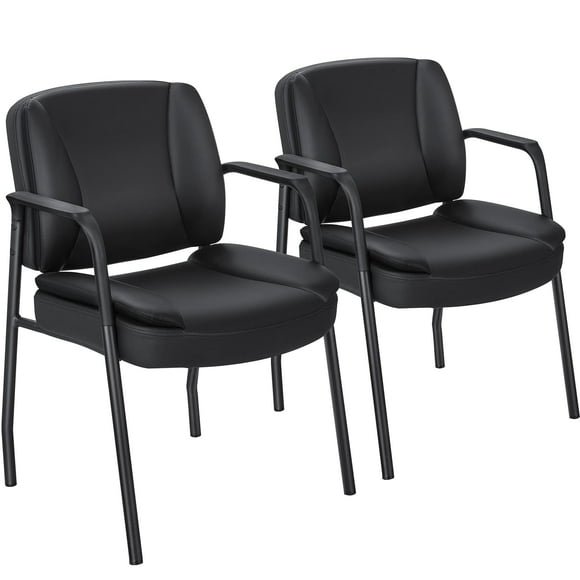 Homall Office Reception Chairs Guest Chair for Waiting Room with Soft Armrests Set of 2, Black