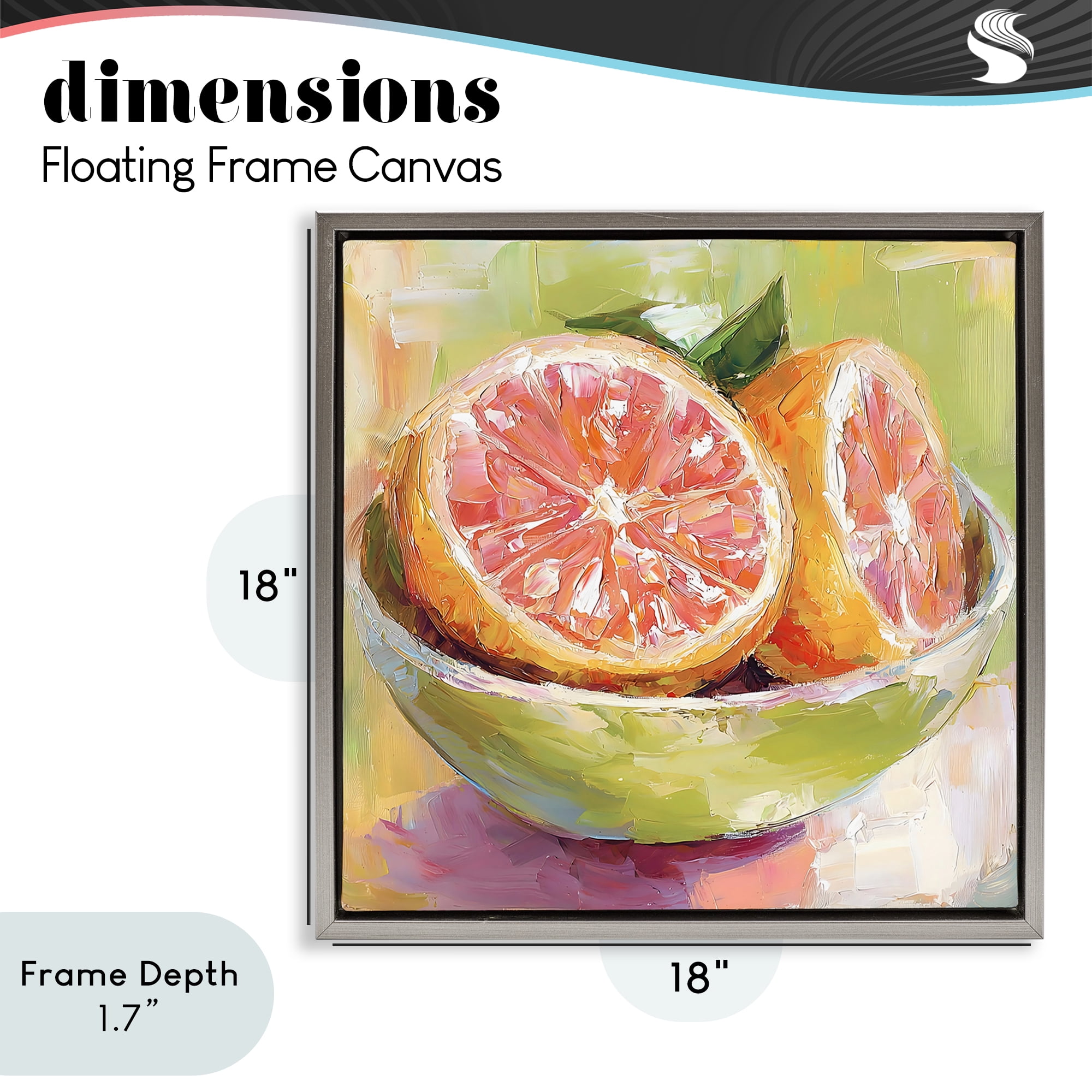 Stupell Industries Sliced Grapefruit in Bowl Gray Framed Floater Canvas Wall Art, design by Riley B