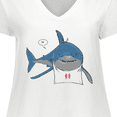 thumbnail image 4 of Inktastic Shark Dinner Women's Plus Size V-Neck T-Shirt, 4 of 5