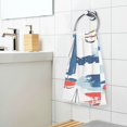 thumbnail image 3 of Yayeee 100% Cotton Hand Towels for Bathroom 16" x 28" Soft Absorbent Kitchen Towel, Dark Blue Hand Drawn Sailboats, 3 of 7