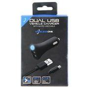 Wireless One (5V/2.1A) Dual USB Car Adapter with 4-Ft (Micro-USB) Cable - Black