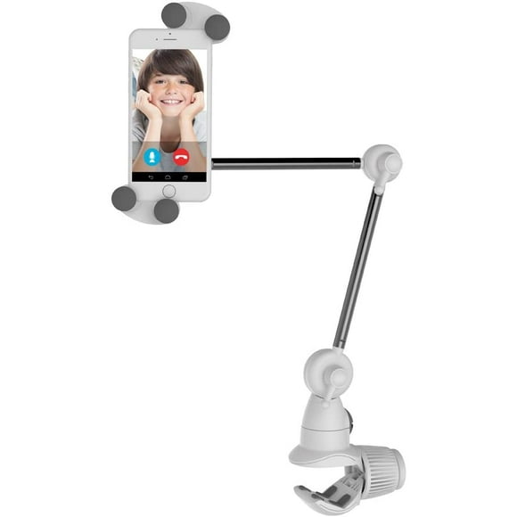 Barkan 4”- 12” Portable, Dual-Arm, Multi-Position Smartphone/Tablet Mount, Full-Motion 3D 360°, Up to 2.lbs, 5 Year