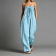 thumbnail image 2 of SONXAHE Womens Strapless Jumpsuit Smocked Tube Top Wide Leg Pocket Daily Bottoms, 2 of 5