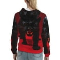 thumbnail image 7 of Fotbe Black Panther Red Background Pattern Womens Long Sleeve Hoodie, Pullover Hooded Sweatshirt, Kangaroo Pocket Hoodie with Eye-catching Drawstrings-XX-Large, 7 of 7