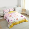 thumbnail image 3 of Homewish Cute Cartoon Butterfly Full Size Comforter Sets,Chic Glitter Print Bedding Comforter Set,Pink Gold Bedding Sets For Girls Kids,Microfiber Bedroom Decor Reversible,3-Piece, 3 of 8
