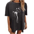 thumbnail image 1 of Moda Mujer Damas Cayó Hombro Mangas Impresión suelta Manga corta Top Pullover Tops Pompotops hfajkhk139566, 1 of 8