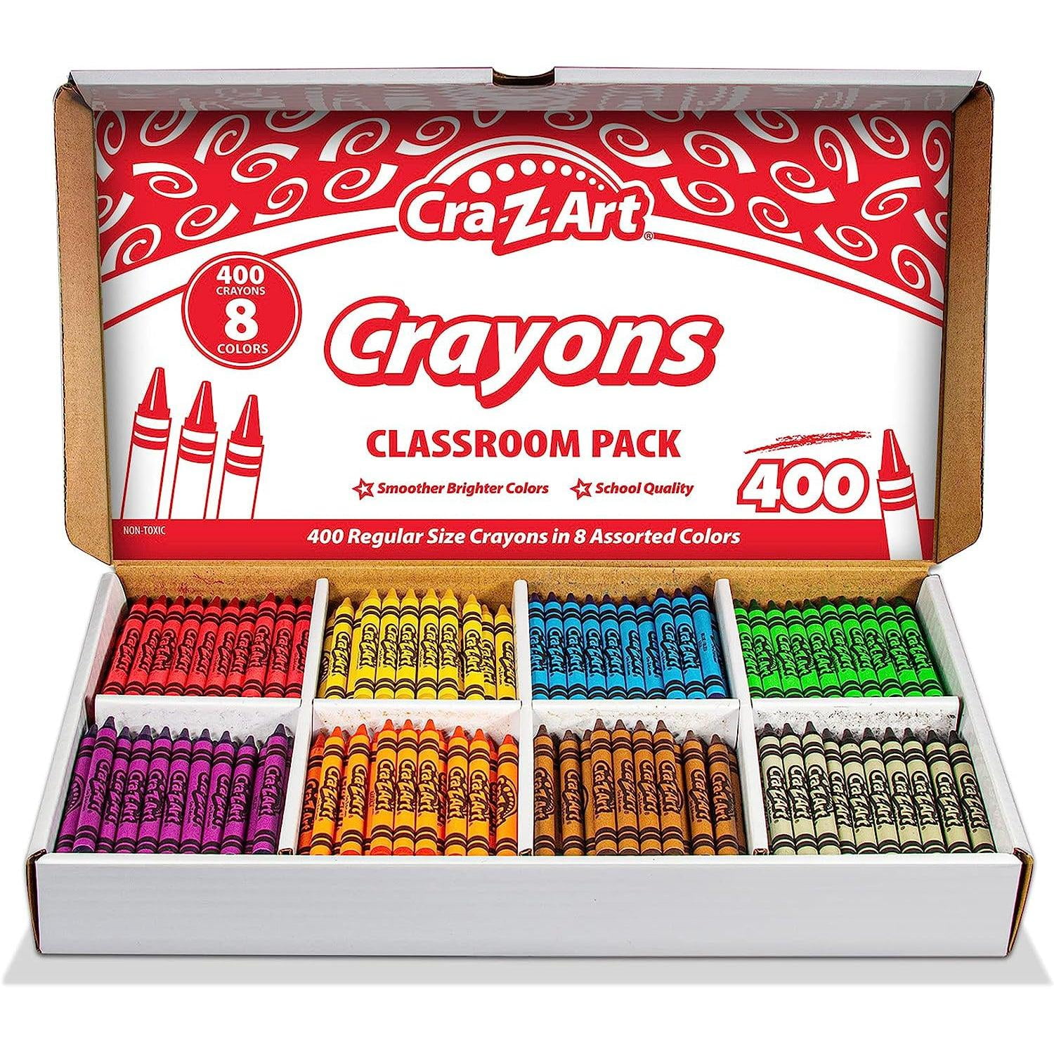 Cra-Z-Art Crayon Classroom Pack, 8 Color, 400 Count Box