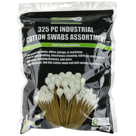 Grip 325 pc Industrial Cotton Swab Assortment Electrical & Pet Cleaning