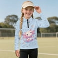 thumbnail image 3 of Psesaysky Girls Long Sleeve Sweatshirts Size 8-9 Years Quarter Zip Pullover Tops Cute Axolotl Bubbles Print Shirts for Kids Teens Athletic Winter Jacket, 3 of 6