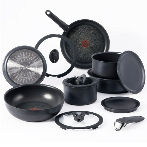 T-fal Ingenio Expertise, 14 Piece Nonstick Cookware Set, Induction Safe 500°F, Onyx Black
