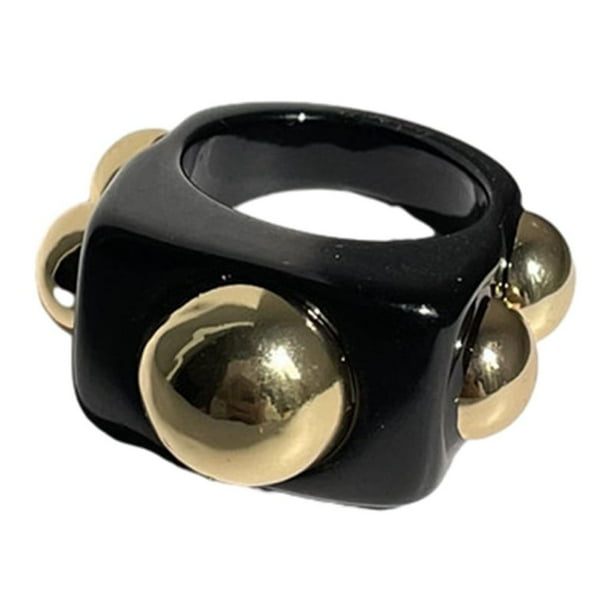 Qarigey Anillos llamativos de moda para mujer - Anillos gruesos arcílicos Anillo de dedo de regalo para mujer llamativo y atrevido Ropa, zapatos y accesorios Miscelánea negro