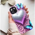 thumbnail image 5 of Valentine's Day Themed Glitter Heart Butterfly iPhone Case For Women Girls Compatible with iPhone 11/12/13/14/15/16 (Pro Max/Plus), 5 of 9