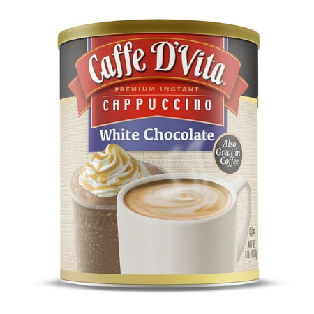 (6 Pack) Caffe D'Vita White Chocolate Cappuccino, 16 oz Canister