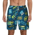 thumbnail image 2 of Picia Dump Truck pattern Mens Swim Trunks with Compression Liner Stretch Beach Shorts Quick Dry with Zipper Pockets No-Chafing Board Shorts-Medium, 2 of 9