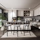 thumbnail image 3 of Set of 4 moderno forrado bar stools-counter height con round seat back y footrest para kitchen island dining room o pub (gris), 3 of 7