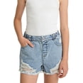 thumbnail image 2 of YunPes Jean Shorts for Teen Girls Ripped Raw Hem High Waist Straight Leg Cute Summer Y2k Denim Shorts with Pockets Versatile Pants, 2 of 8