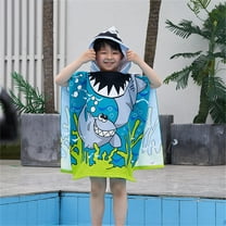 Yhmxh Wearable Kids Beach Towel, 24x47 Inch Microfiber Sand Free Soft Beach Shawl with Cute Cartoon Hood, High Absorbent & Quick Dry Beach Towels for Kid's Summer Gift, Beach Travel, Pool Party