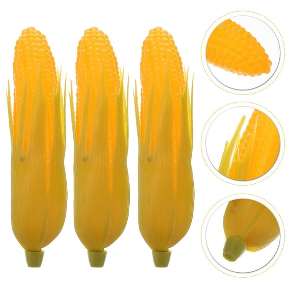 GAXIRE 3-Pack Fake Corn on the Cob Props, Realistic Plastic Corn Models for Party Decorations and Photo Shoots