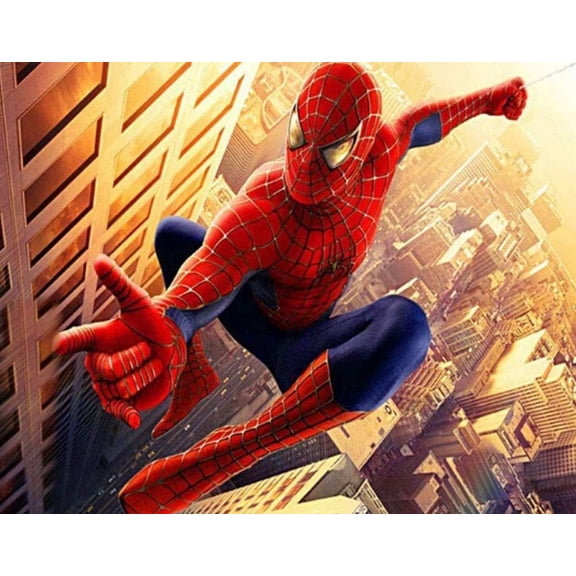 Diamond Painting Set DIY 5D Round Diamond Art Spider-Man Gemstone Art Painting Set For Home Wall Decoration Gift (12x16 inch)