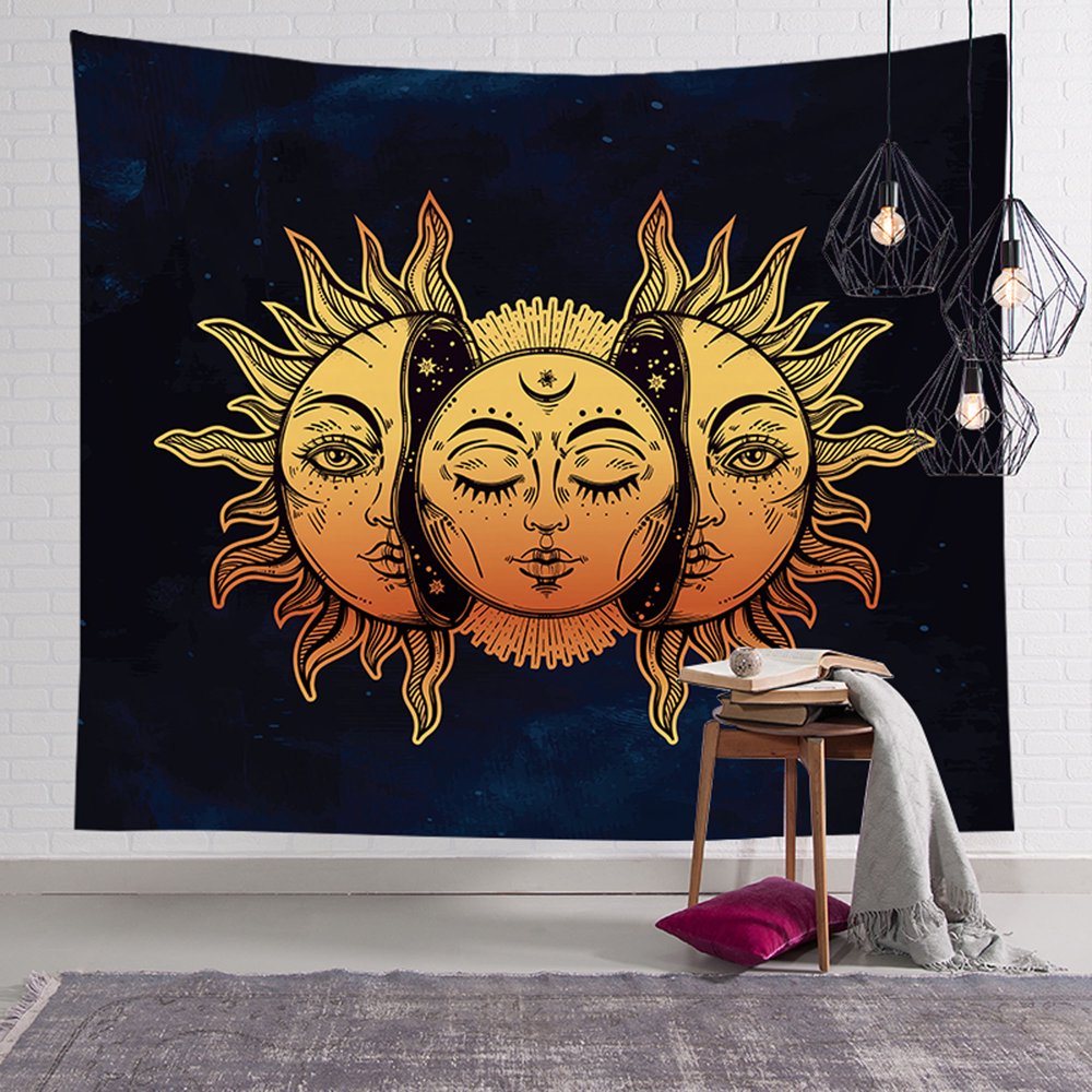 Sun and Moon Psychedelic Tapestry Zodiac Tapestry Celestial Wall