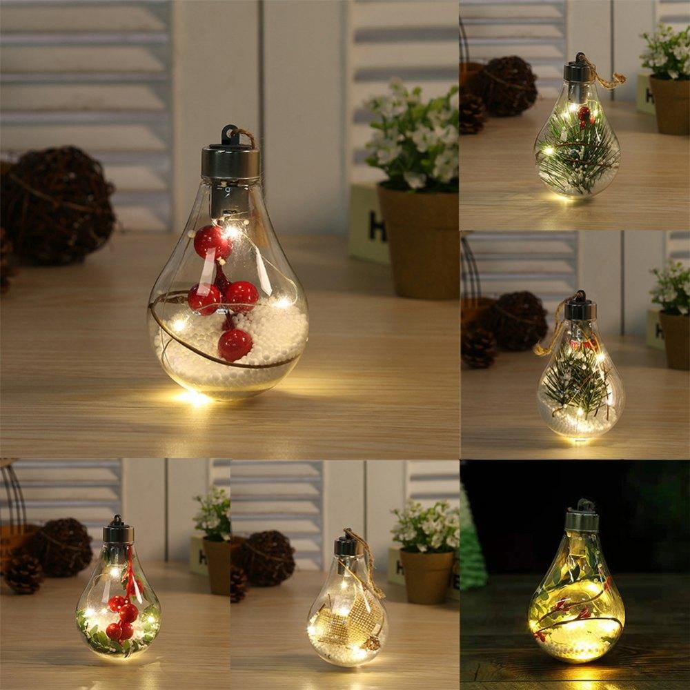 Yard Lawn Lighted Christmas Tree Indoor Outdoor Holiday Hanging Ornaments Gifts Christmas Decorations Hanging Ball Lights Xmas Tree Pendant Hanging Ball Lights for Garden Patio 