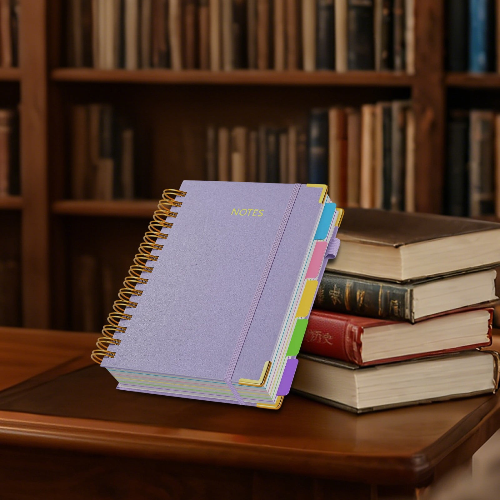 5 Subject Notebook Hardcover Spiral Bound with Removable Dividers Tabs 300 Pages B5 Size College Ruled Journal for Women Students School Work Note Taking Leather Cover 8x10 Inches
