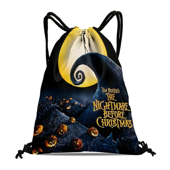 Nightmare Before Christmas-theme Drawstring Backpack Sports Gym Bag Water Resistant String Bag Cinch Bag，12''X16''（30X40cm）