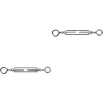 2 PCS Stainless Steel Turnbuckle Barb Net Curtain Wire and Hooks Gate Silver