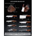 thumbnail image 3 of MSY BIGSUNNY 9pcs Knife Block Set, German Steel Kitchen Knife Set with Bone Chopper, Precious Pakkawood Handle for Chef Knife Block Set, 3 of 8