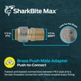 SharkBite Max 1/2 Inch MNPT Adapter, Push to Connect Brass Plumbing