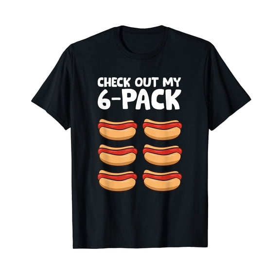 Funny Hotdog Lover Check Out My 6 Pack Hot Dog T-Shirt