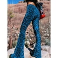 thumbnail image 4 of Flare Yoga Pants for Women - Soft High Waist Bootcut Leggings Tall & Long Leopard Flared Pants Blue Leopard L, 4 of 9