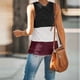 thumbnail image 3 of Pntutb Mujeres Casual Corto Sin Mangas Cuello en V Raya Suelta Camiseta Blusa tops Chaleco Pntutb Pntutb-694, 3 of 6