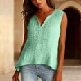 thumbnail image 6 of ManxiVoo V Neck Tank Top Top for Women Pleated Sleeveless Shirt Breathable Cotton Linen Blend for Layering Under Blazers and Cardigans XXL Size Green, 6 of 7