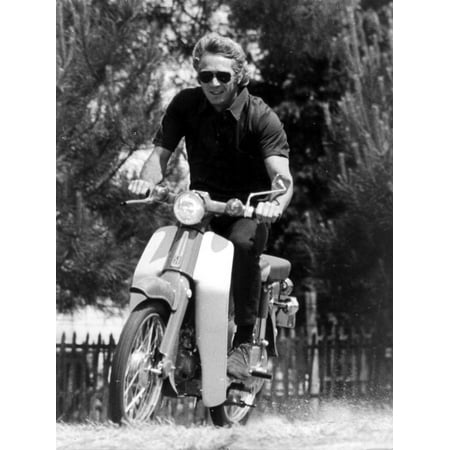 American Actor Steve Mcqueen on a Moto to Prepapre His Film Le Mans, 1969 Print Wall