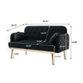 thumbnail image 4 of 55" Velvet Sofa, Modern Elegant Loveseat Couch with 2 Pillows and Golden Metal Legs, Twin Size Loveseat Accent Sofa with Button Tufted Backrest for Living Room, Bedroom, Office, Black, 4 of 7