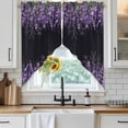 thumbnail image 6 of Purple Lavender Swag Valances for Windows 2 Pack, Kitchen Window Curtains 36 Inch Length, Spring Watercolor Wildflowers Plant Black Privacy Swag Curtains for Living Room/Bathroom 36"x36", 6 of 8