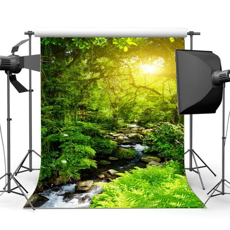 Image of HelloDecor 5x7ft Photography Backdrop Dreamy Fairy Tale Forest Sunshine Green Vine Cascade Backdrops for Sweet Newborn Baby Kids Children Adults Portraits Background Photo Studio Props